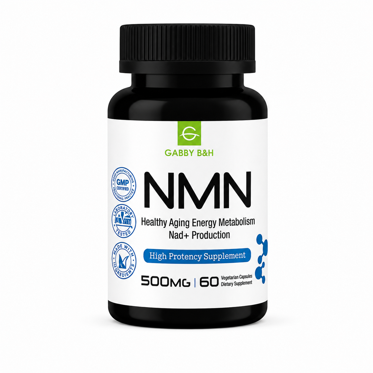 GABBY B&H NMN 500 | Healthy Aging & Cellular Energy Support